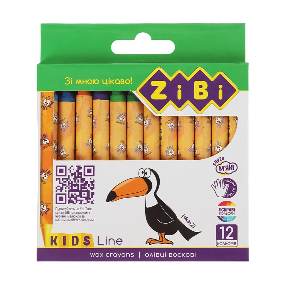 Набір кольорових олівців ZiBi Kids Line воскових, 12 кольорів (ZB.2481)
